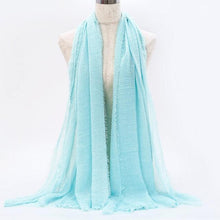 Load image into Gallery viewer, Light Soft Fashion Solid Scarf Crinkle Cotton Linen Wrap Shawl Hijab Muslim Woman Shawls Turban Islamic Clothing Head Wrap For Women