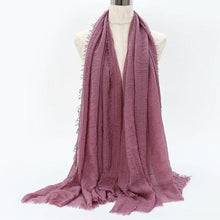 Load image into Gallery viewer, Light Soft Fashion Solid Scarf Crinkle Cotton Linen Wrap Shawl Hijab Muslim Woman Shawls Turban Islamic Clothing Head Wrap For Women