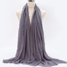 Load image into Gallery viewer, Light Soft Fashion Solid Scarf Crinkle Cotton Linen Wrap Shawl Hijab Muslim Woman Shawls Turban Islamic Clothing Head Wrap For Women
