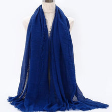 Load image into Gallery viewer, Light Soft Fashion Solid Scarf Crinkle Cotton Linen Wrap Shawl Hijab Muslim Woman Shawls Turban Islamic Clothing Head Wrap For Women