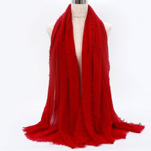 Load image into Gallery viewer, Light Soft Fashion Solid Scarf Crinkle Cotton Linen Wrap Shawl Hijab Muslim Woman Shawls Turban Islamic Clothing Head Wrap For Women