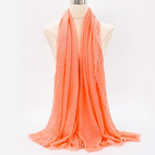 Load image into Gallery viewer, Light Soft Fashion Solid Scarf Crinkle Cotton Linen Wrap Shawl Hijab Muslim Woman Shawls Turban Islamic Clothing Head Wrap For Women