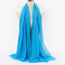 Load image into Gallery viewer, Light Soft Fashion Solid Scarf Crinkle Cotton Linen Wrap Shawl Hijab Muslim Woman Shawls Turban Islamic Clothing Head Wrap For Women