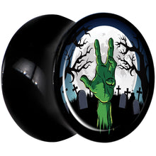 Load image into Gallery viewer, Cemetery Zombie Hand Halloween Black Acrylic Plug Set Available Sizes 0G to 20mm