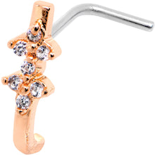 Load image into Gallery viewer, 20G Clear CZ Rose Gold Tone Bling Faux Hoop L Shaped Nose Ring