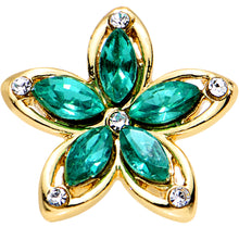 Load image into Gallery viewer, Green Gem Gold PVD Holiday Hibiscus Flower Tragus Cartilage Earring