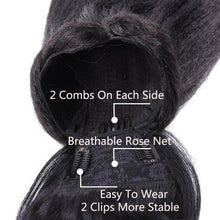Load image into Gallery viewer, Long Kinky Straight Hair Ponytail With Bangs Fake Hair Bun And Bang Set Synthetic Pony Tail For Women Clip In Hair Extensions Synthetic Long Pony Tail Natural Black Comb In Ponytail Hair Pieces For Women