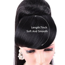 Load image into Gallery viewer, Long Kinky Straight Hair Ponytail With Bangs Fake Hair Bun And Bang Set Synthetic Pony Tail For Women Clip In Hair Extensions Synthetic Long Pony Tail Natural Black Comb In Ponytail Hair Pieces For Women
