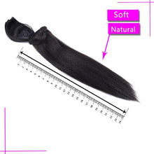 Load image into Gallery viewer, Long Kinky Straight Hair Ponytail With Bangs Fake Hair Bun And Bang Set Synthetic Pony Tail For Women Clip In Hair Extensions Synthetic Long Pony Tail Natural Black Comb In Ponytail Hair Pieces For Women
