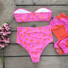 Load image into Gallery viewer, Long Sleeve Bikini Women's Two Piece Swimsuit Bikini Bathing Suit Print Swimsuit High Waist Swimwear Women Bikinis Mesh Sleeves Swim Suit Plus Size Bathing Suit Sun Protection Bathing Suit