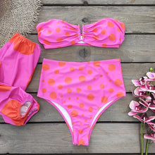 Load image into Gallery viewer, Long Sleeve Bikini Women's Two Piece Swimsuit Bikini Bathing Suit Print Swimsuit High Waist Swimwear Women Bikinis Mesh Sleeves Swim Suit Plus Size Bathing Suit Sun Protection Bathing Suit