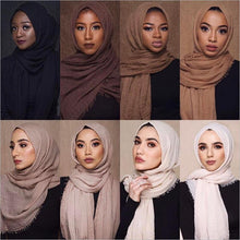 Load image into Gallery viewer, Long Soft Cotton Lightweight Crinkle Hijab Scarf Elegant Headscarf Head Wrap Islamic Head Wraps Hijab For Women 70*175cm