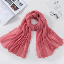 Load image into Gallery viewer, Long Soft Cotton Lightweight Crinkle Hijab Scarf Elegant Headscarf Head Wrap Islamic Head Wraps Hijab For Women 70*175cm