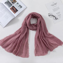 Load image into Gallery viewer, Long Soft Cotton Lightweight Crinkle Hijab Scarf Elegant Headscarf Head Wrap Islamic Head Wraps Hijab For Women 70*175cm