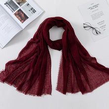 Load image into Gallery viewer, Long Soft Cotton Lightweight Crinkle Hijab Scarf Elegant Headscarf Head Wrap Islamic Head Wraps Hijab For Women 70*175cm