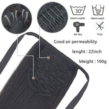 Load image into Gallery viewer, Long Straight Synthetic Hairpiece Ponytail Hair Natural Wrap Around Ponytail Chip in Hair Extensions Pony Tail Wig Synthetic Long Pony Tail Natural Black Comb In Ponytail Hair Pieces For Women