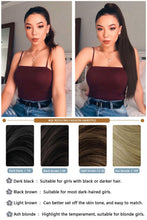 Load image into Gallery viewer, Long Straight Synthetic Hairpiece Ponytail Hair Natural Wrap Around Ponytail Chip in Hair Extensions Pony Tail Wig Synthetic Long Pony Tail Natural Black Comb In Ponytail Hair Pieces For Women