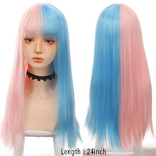 Load image into Gallery viewer, Long Straight With Bangs Synthetic Wigs For Black/White Women Natural Black Brown Gray Heat Resistant Fiber Hair Wigs For Black Women Cosplay Wigs For Women Gifts for Girlfriends