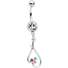 Load image into Gallery viewer, Clear Gem Gold PVD BFF Upside Down Heart Dangle Belly Ring Set of 2