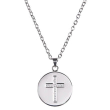 Load image into Gallery viewer, Love, Faith, & Survival Cubic Zirconia Disc Necklace
