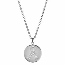 Load image into Gallery viewer, Love, Faith, & Survival Cubic Zirconia Disc Necklace
