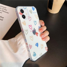 Load image into Gallery viewer, Love Heart Transparent Shockproof Phone Case For iPhone 12 11 Pro Max 7 8 Plus X XS Max XR Lens Protection Soft Cover Love Heart Pattern Soft Flexible Ultra-thin Shockproof Cover Women Girls Phone Case