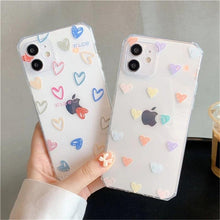 Load image into Gallery viewer, Love Heart Transparent Shockproof Phone Case For iPhone 12 11 Pro Max 7 8 Plus X XS Max XR Lens Protection Soft Cover Love Heart Pattern Soft Flexible Ultra-thin Shockproof Cover Women Girls Phone Case