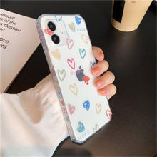 Load image into Gallery viewer, Love Heart Transparent Shockproof Phone Case For iPhone 12 11 Pro Max 7 8 Plus X XS Max XR Lens Protection Soft Cover Love Heart Pattern Soft Flexible Ultra-thin Shockproof Cover Women Girls Phone Case