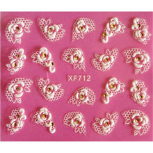 Load image into Gallery viewer, Lovely 3D flower design Water Transfer Nails Art Sticker Decals Girl Women Manicure Tools Nail Wraps Decals Decoration White Feather Lace Flower Leaf Carving Design Exquisite Pattern Nail Art Supplies Self-Adhesive Nail