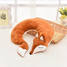 Load image into Gallery viewer, Lovely Fox Travel Pillow Animal Cotton U Shape Travel Car Train Plane Home Nap Pillow Health Care Gift Neck Pillow Travel Pillows Cartoon Planes Fox Animal U-Shaped Neck Pillow Plush Fur Warm Comfortable Luggage Pillow for Airplanes Car Train