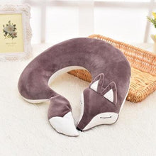 Load image into Gallery viewer, Lovely Fox Travel Pillow Animal Cotton U Shape Travel Car Train Plane Home Nap Pillow Health Care Gift Neck Pillow Travel Pillows Cartoon Planes Fox Animal U-Shaped Neck Pillow Plush Fur Warm Comfortable Luggage Pillow for Airplanes Car Train