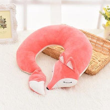 Load image into Gallery viewer, Lovely Fox Travel Pillow Animal Cotton U Shape Travel Car Train Plane Home Nap Pillow Health Care Gift Neck Pillow Travel Pillows Cartoon Planes Fox Animal U-Shaped Neck Pillow Plush Fur Warm Comfortable Luggage Pillow for Airplanes Car Train