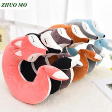 Load image into Gallery viewer, Lovely Fox Travel Pillow Animal Cotton U Shape Travel Car Train Plane Home Nap Pillow Health Care Gift Neck Pillow Travel Pillows Cartoon Planes Fox Animal U-Shaped Neck Pillow Plush Fur Warm Comfortable Luggage Pillow for Airplanes Car Train