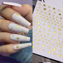 Load image into Gallery viewer, Lovely Stars Geometry 3D Nails Art Sticker Gold Silver Rose gold Ornaments self-Adhesive Sliders Manicure Accessories Decoration for Women Girls Art Stickers Decal Decoration Metallic Curve Strip Line Nail