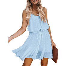 Load image into Gallery viewer, Lovinchic Women's Spaghetti Strap Tied Waist Floral Mini Dress Summer Casual Flowy Dress