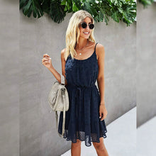 Load image into Gallery viewer, Lovinchic Women's Spaghetti Strap Tied Waist Floral Mini Dress Summer Casual Flowy Dress