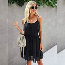 Load image into Gallery viewer, Lovinchic Women's Spaghetti Strap Tied Waist Floral Mini Dress Summer Casual Flowy Dress