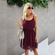 Load image into Gallery viewer, Lovinchic Women's Spaghetti Strap Tied Waist Floral Mini Dress Summer Casual Flowy Dress