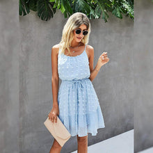 Load image into Gallery viewer, Lovinchic Women's Spaghetti Strap Tied Waist Floral Mini Dress Summer Casual Flowy Dress