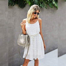 Load image into Gallery viewer, Lovinchic Women's Spaghetti Strap Tied Waist Floral Mini Dress Summer Casual Flowy Dress