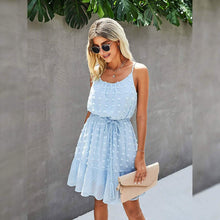 Load image into Gallery viewer, Lovinchic Women's Spaghetti Strap Tied Waist Floral Mini Dress Summer Casual Flowy Dress