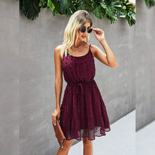 Load image into Gallery viewer, Lovinchic Women's Spaghetti Strap Tied Waist Floral Mini Dress Summer Casual Flowy Dress