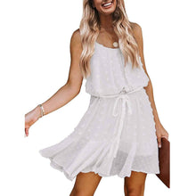 Load image into Gallery viewer, Lovinchic Women's Spaghetti Strap Tied Waist Floral Mini Dress Summer Casual Flowy Dress