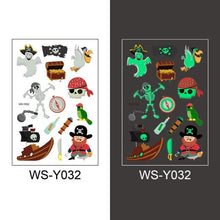 Load image into Gallery viewer, Luminous Tattoo Stickers Temporary Animal Tattoos Glow Paste on Face Arm Leg Fluorescent Waterproof Fake Tattoo For Kids Girls
