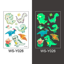 Load image into Gallery viewer, Luminous Tattoo Stickers Temporary Animal Tattoos Glow Paste on Face Arm Leg Fluorescent Waterproof Fake Tattoo For Kids Girls