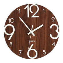 Load image into Gallery viewer, Luminous Wall Clock Silent Non-Ticking Quartz Wall Clocks Large Luminous Function Numbers and Hands Battery Operated Decorative Wall Clock for Office 12 Inch Wooden Silent Non-Ticking Kitchen Wall Clocks With Night Lights For Indoor/Outdoor Living Room