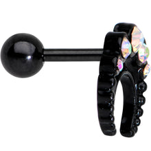 Load image into Gallery viewer, Auora Gem Encrusted Black Crescent Moon Stud Cartilage Earring
