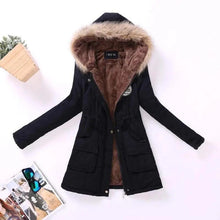 Load image into Gallery viewer, Luxurious Autumn Winter Women Cotton Jacket Padded Casual Slim Coat Emboridery Hooded Size 3XL Wadded Overcoat