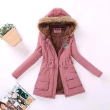 Load image into Gallery viewer, Luxurious Autumn Winter Women Cotton Jacket Padded Casual Slim Coat Emboridery Hooded Size 3XL Wadded Overcoat