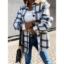 Load image into Gallery viewer, Luxurious Fashionable Women's Long Sleeve Plaid Shirt Coats Top Spring Autumn Casual Lapel Cardigan ,Jackets ,Outerwear,Streetwear